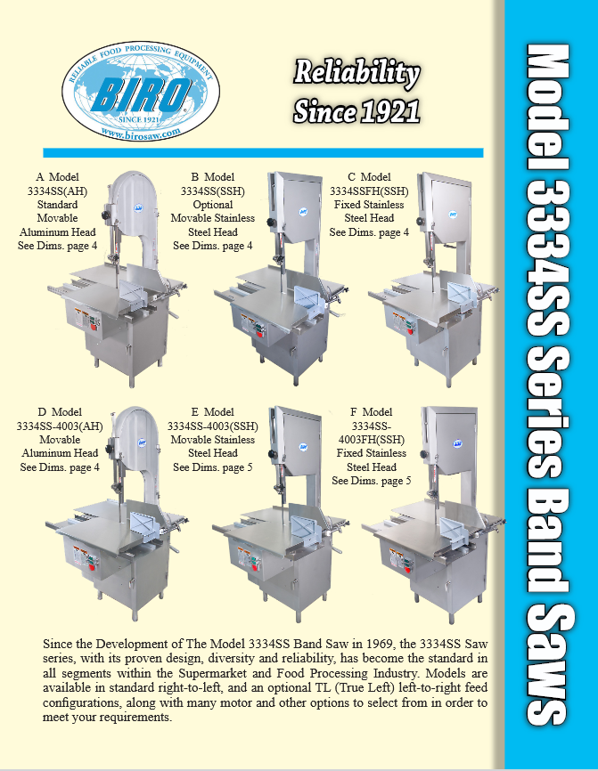 BIRO 3334SS Commercial Meat Band Saw Details
