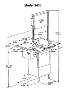BIRO 1433 Commercial Meat Band Saw Dimensions
